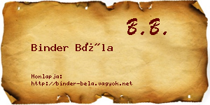 Binder Béla névjegykártya